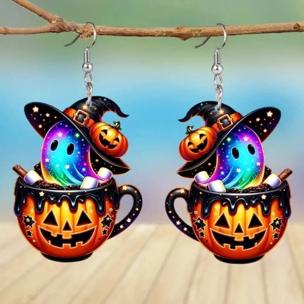 3for$20 1 Pair Gothic Pumpkin Cup Ghost Acrylic Earrings For Women Halloween